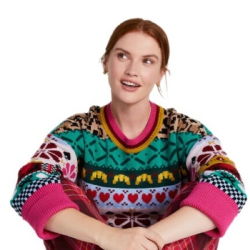 kate spade Pink and Green Crew Neck Sweater